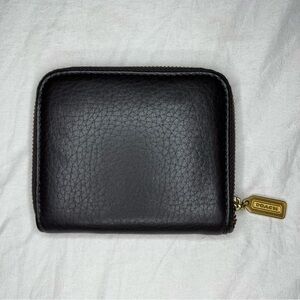 Coach Mahogany Brown Vtg Sonoma Zip Around Small Compact Wallet Pebbled Leather